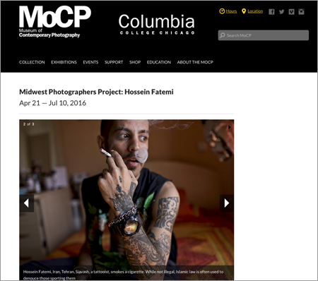 Hossein Fatemi exhibiting at the Museum of Contemporary Photography in Chicago, USA