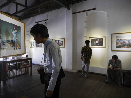 Vlad Sokhin exhibiting Myanmar Deitta in Yangon, Myanmar